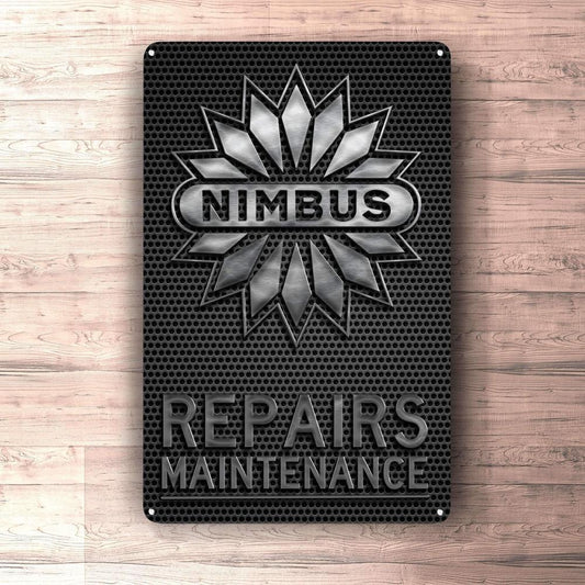 Nimbus Repairs Maintenance Skilte, Musemåtte, Dørmåtte , Plakat-Skilte-Nimbus-Garage Culture Shop- garage - man cave - merchandise
