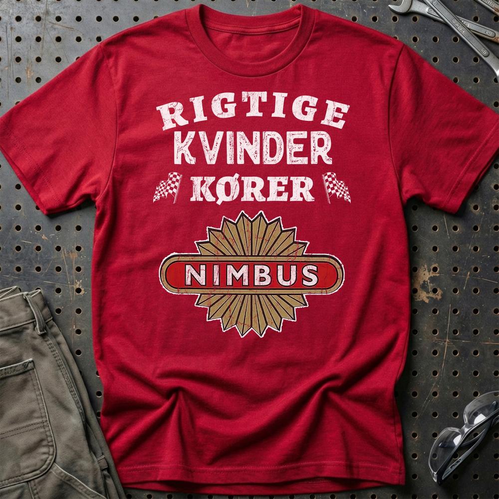 Nimbus Rigtige Kvinder Kører T-Shirt-Beklædning-Nimbus-Rød-S-Garage Culture Shop- garage - man cave - merchandise