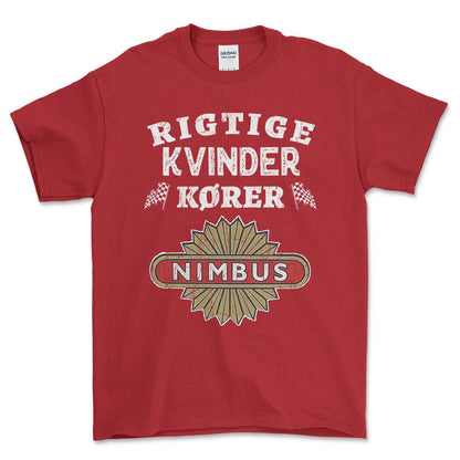 Nimbus Rigtige Kvinder Kører - Unisex T-Shirt , Bomuld-Beklædning-Nimbus-Rød-S-Forside-Garage Culture Shop- garage - man cave - merchandise