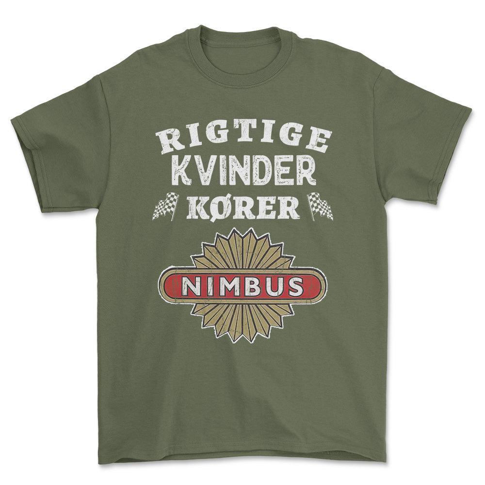 Nimbus Rigtige Kvinder Kører - Unisex T-Shirt , Bomuld-Beklædning-Nimbus-Grøn Militær-S-Forside-Garage Culture Shop- garage - man cave - merchandise