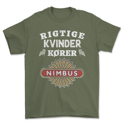 Nimbus Rigtige Kvinder Kører - Unisex T-Shirt , Bomuld-Beklædning-Nimbus-Grøn Militær-S-Forside-Garage Culture Shop- garage - man cave - merchandise