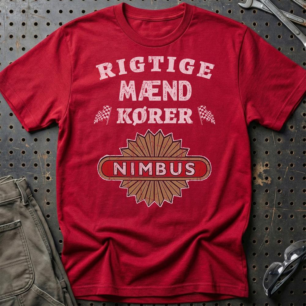 Nimbus Rigtige Mænd Kører T-Shirt-Beklædning-Nimbus-Rød-S-Garage Culture Shop- garage - man cave - merchandise