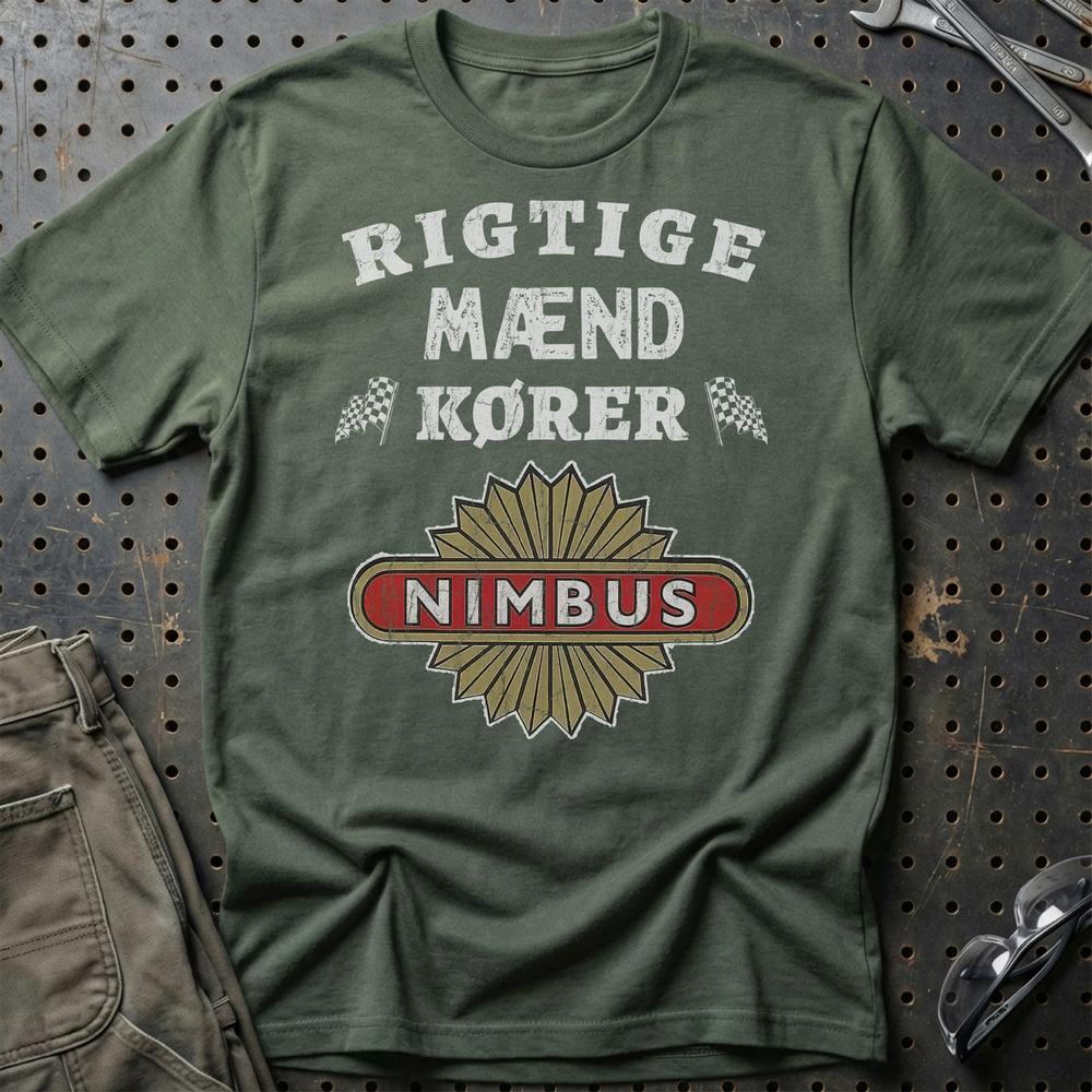 Nimbus Rigtige Mænd Kører T-Shirt-Beklædning-Nimbus-Grøn Militær-S-Garage Culture Shop- garage - man cave - merchandise
