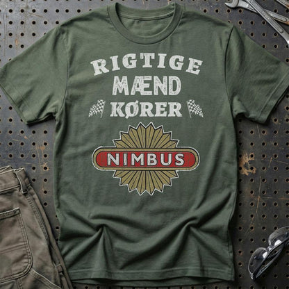 Nimbus Rigtige Mænd Kører - Unisex T-Shirt , Bomuld-Beklædning-Nimbus-Grøn Militær-S-Garage Culture Shop- garage - man cave - merchandise