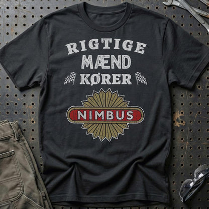 Nimbus Rigtige Mænd Kører - Unisex T-Shirt , Bomuld-Beklædning-Nimbus-Sort-S-Garage Culture Shop- garage - man cave - merchandise