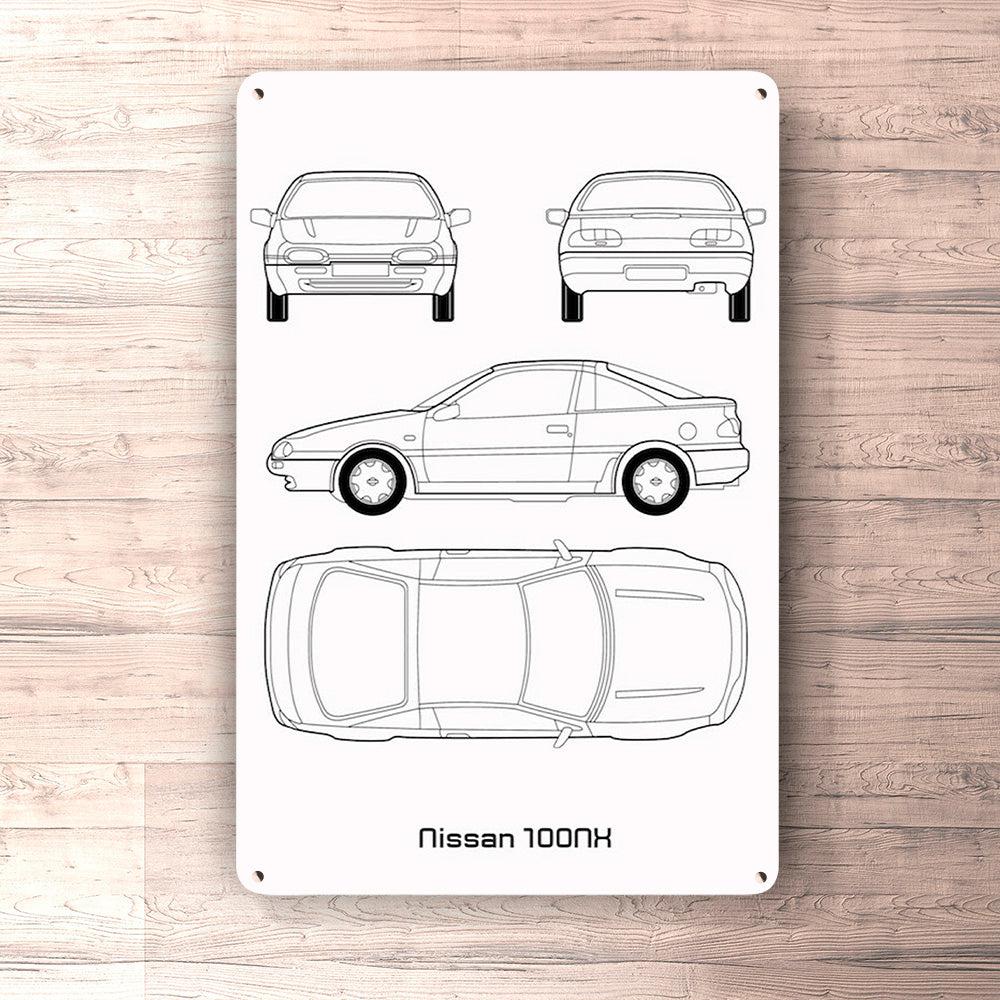 Nissan 100Nx Blueprint Skilte, Musemåtte, Dørmåtte-Blueprint-Nissan-Garage Culture Shop- garage - man cave - merchandise