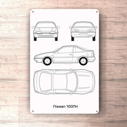 Nissan 100Nx Blueprint Skilte, Musemåtte, Dørmåtte-Blueprint-Nissan-Garage Culture Shop- garage - man cave - merchandise