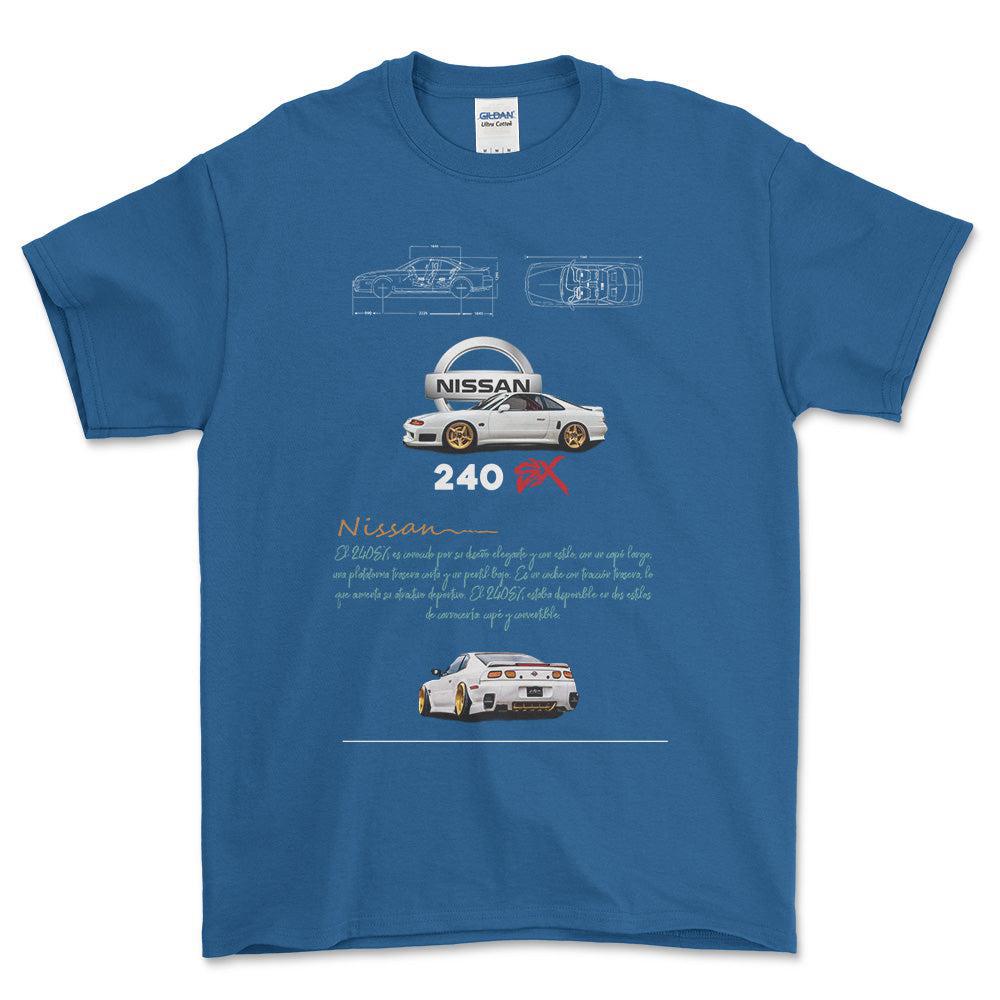Nissan 240 - Unisex T-Shirt , Bomuld-Beklædning-Nissan-Blå Royal-S-Forside-Garage Culture Shop- garage - man cave - merchandise