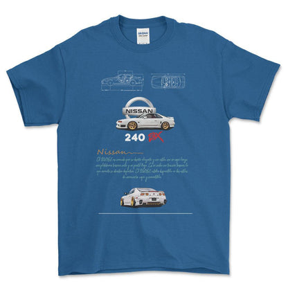 Nissan 240 - Unisex T-Shirt , Bomuld-Beklædning-Nissan-Blå Royal-S-Forside-Garage Culture Shop- garage - man cave - merchandise