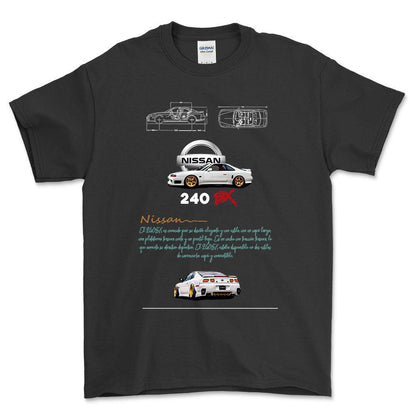 Nissan 240 - Unisex T-Shirt , Bomuld-Beklædning-Nissan-Sort-S-Forside-Garage Culture Shop- garage - man cave - merchandise