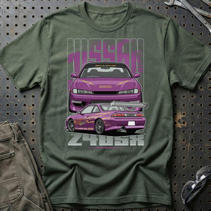 Nissan 240SX Fast And Furios Cars - Unisex T-Shirt-Beklædning-Nissan-Grøn Militær-S-Garage Culture Shop- garage - man cave - merchandise