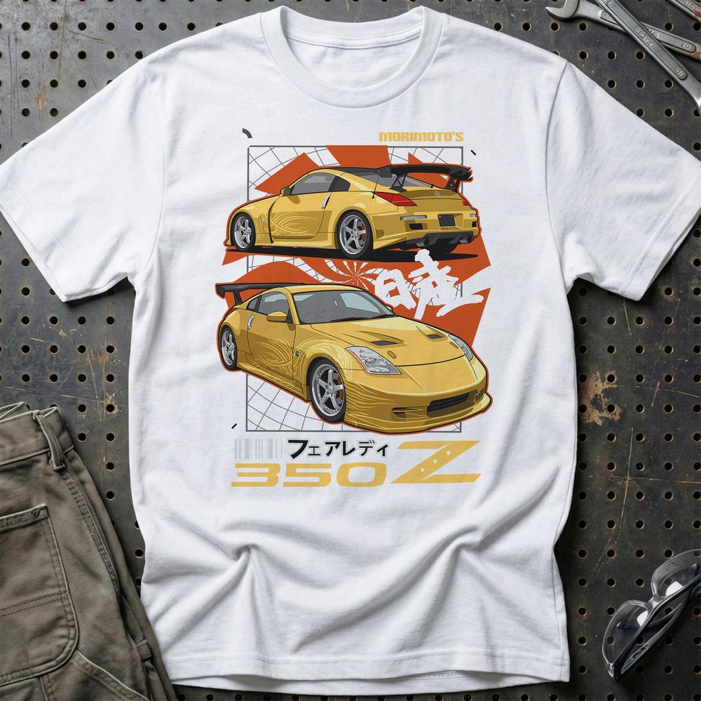 Nissan 350Z Fairlady Morimoto Fast And Furios Cars - Unisex T-Shirt-Beklædning-Nissan-Hvid-S-Garage Culture Shop- garage - man cave - merchandise