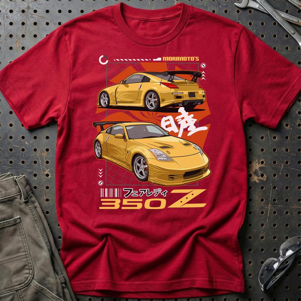 Nissan 350Z Fairlady Morimoto Fast And Furios Cars - Unisex T-Shirt-Beklædning-Nissan-Rød-S-Garage Culture Shop- garage - man cave - merchandise