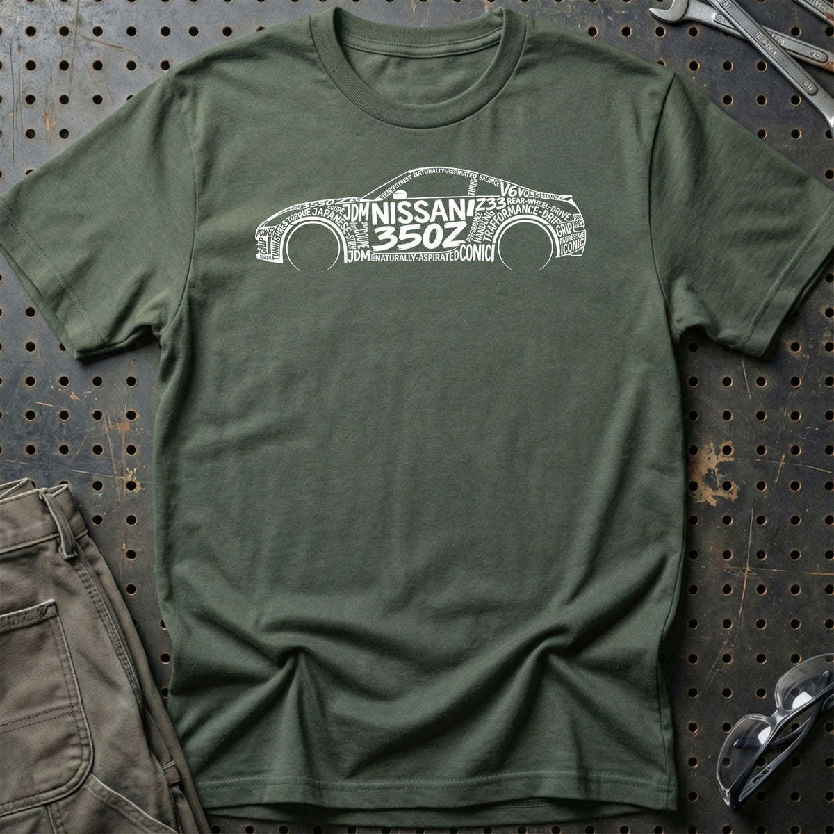 
Nissan 350Z Old School Typography T-Shirt – Grøn Militær