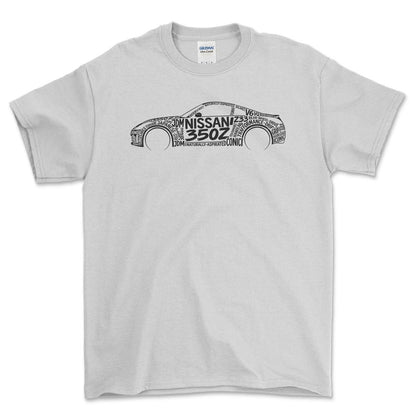 Nissan 350Z Old School Typography - Unisex T-Shirt-Beklædning-Nissan-Hvid-S-Forside-Garage Culture Shop- garage - man cave - merchandise