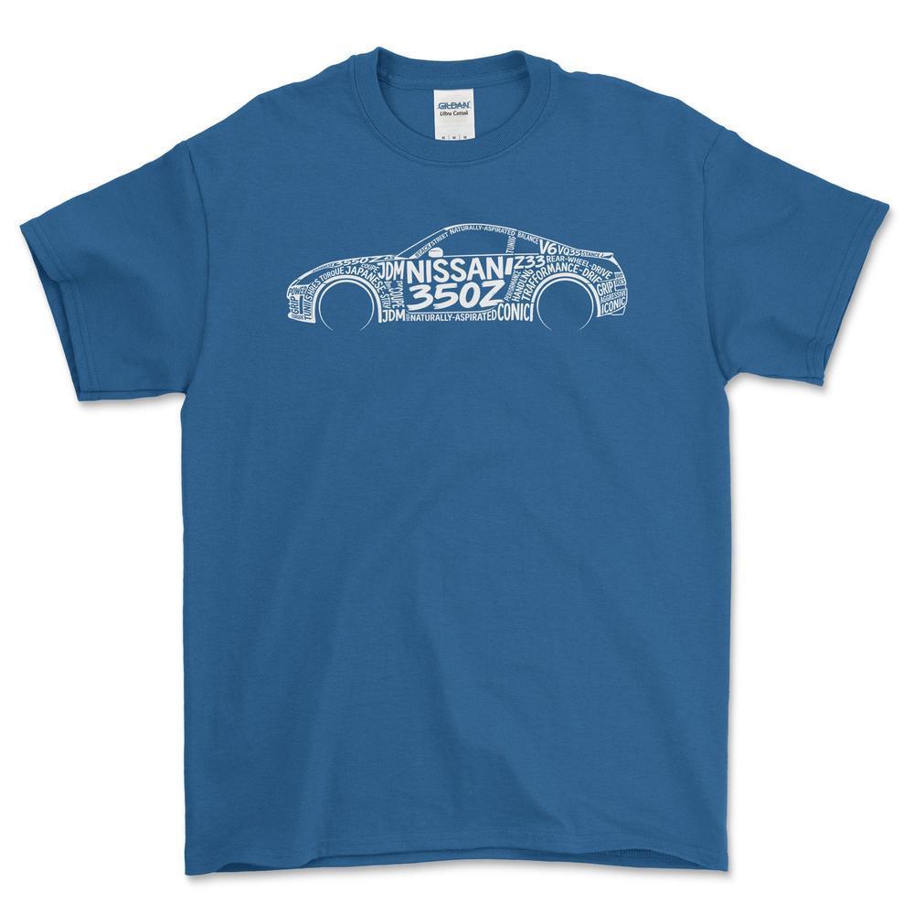 Nissan 350Z Old School Typography - Unisex T-Shirt-Beklædning-Nissan-Blå Royal-S-Forside-Garage Culture Shop- garage - man cave - merchandise