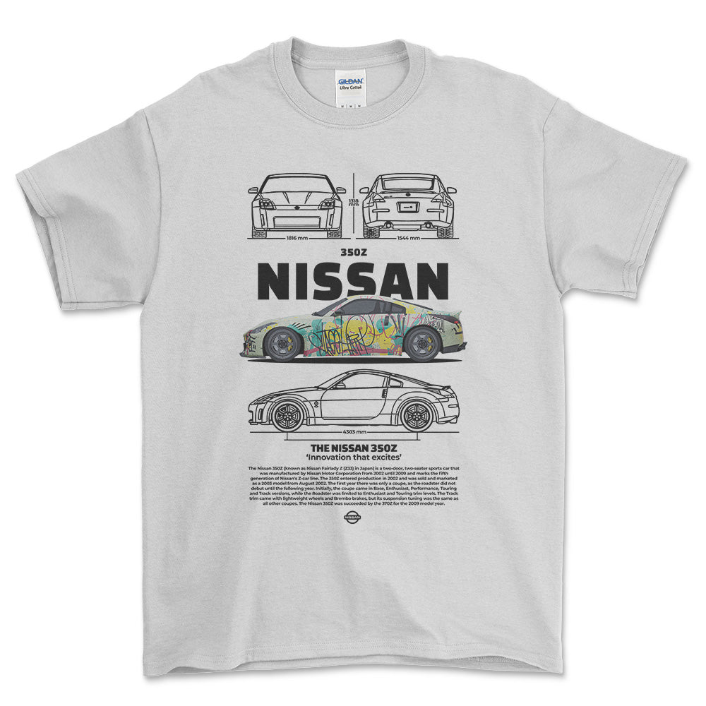 Nissan 350Z - Unisex T-Shirt , Bomuld-Beklædning-Nissan-Hvid-S-Forside-Garage Culture Shop- garage - man cave - merchandise