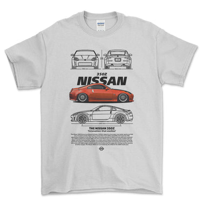 Nissan 350Z - Unisex T-Shirt , Bomuld-Beklædning-Nissan-Hvid-S-Forside-Garage Culture Shop- garage - man cave - merchandise