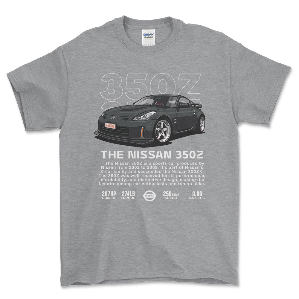 Nissan 350Z - Unisex T-Shirt , Bomuld-Beklædning-Nissan-Grå Sport-S-Forside-Garage Culture Shop- garage - man cave - merchandise