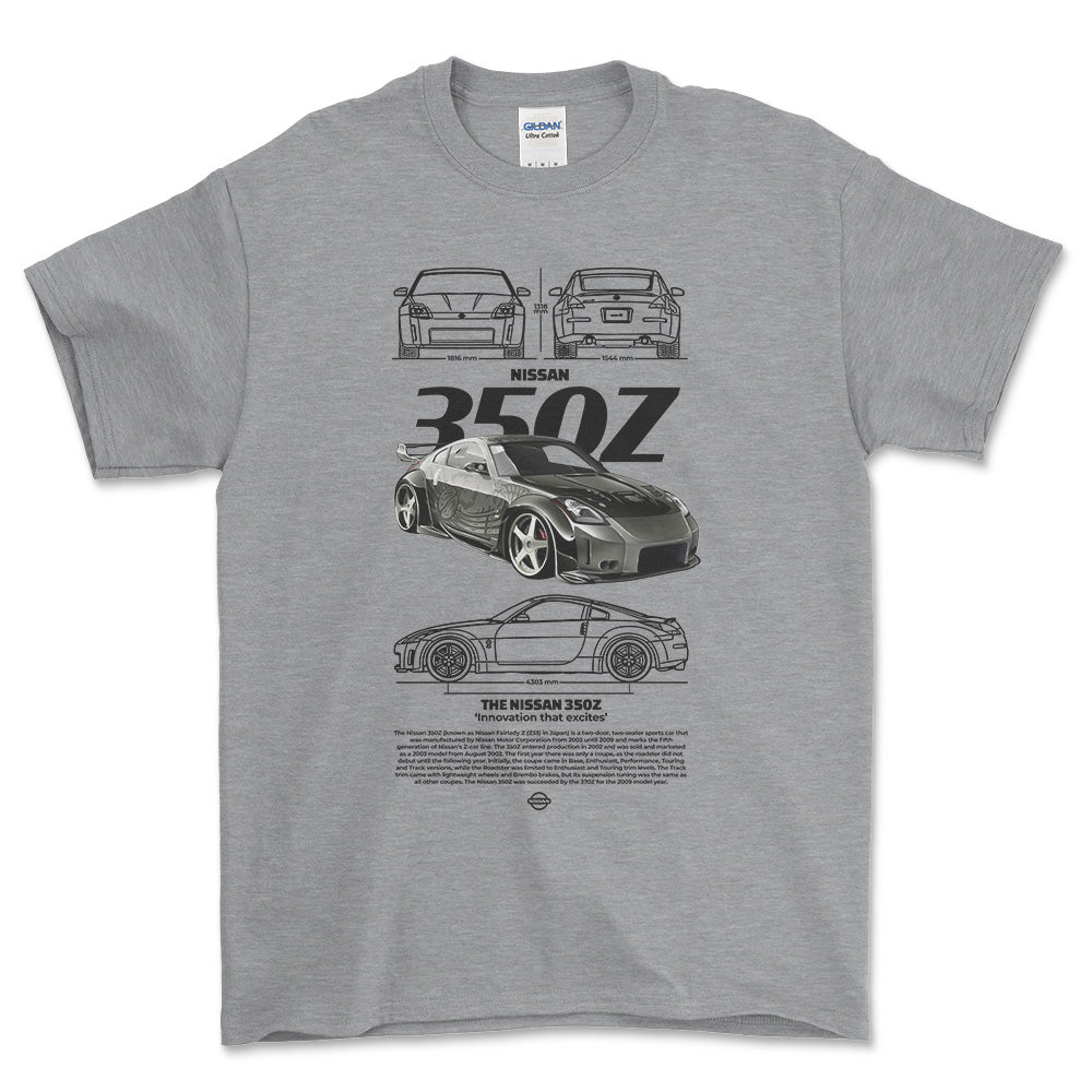 Nissan 350Z - Unisex T-Shirt , Bomuld-Beklædning-Nissan-Grå Sport-S-Forside-Garage Culture Shop- garage - man cave - merchandise