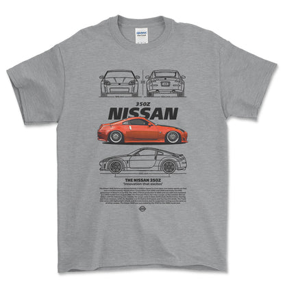 Nissan 350Z - Unisex T-Shirt , Bomuld-Beklædning-Nissan-Grå Sport-S-Forside-Garage Culture Shop- garage - man cave - merchandise