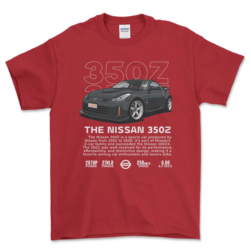 Nissan 350Z - Unisex T-Shirt , Bomuld-Beklædning-Nissan-Rød-S-Forside-Garage Culture Shop- garage - man cave - merchandise
