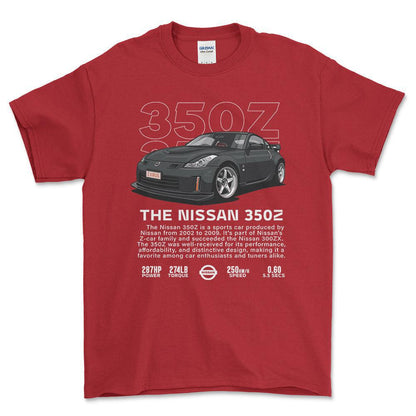 Nissan 350Z - Unisex T-Shirt , Bomuld-Beklædning-Nissan-Rød-S-Forside-Garage Culture Shop- garage - man cave - merchandise