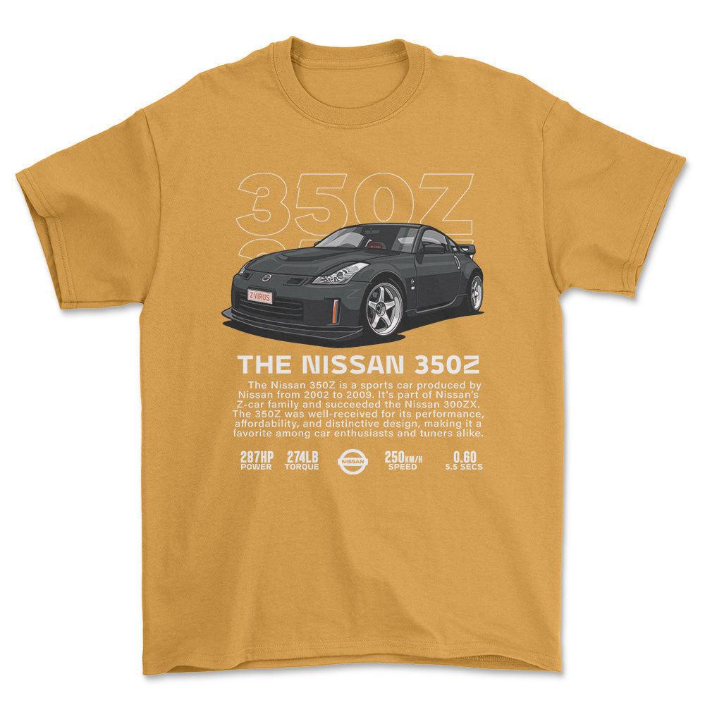 Nissan 350Z - Unisex T-Shirt , Bomuld-Beklædning-Nissan-Guld-S-Forside-Garage Culture Shop- garage - man cave - merchandise