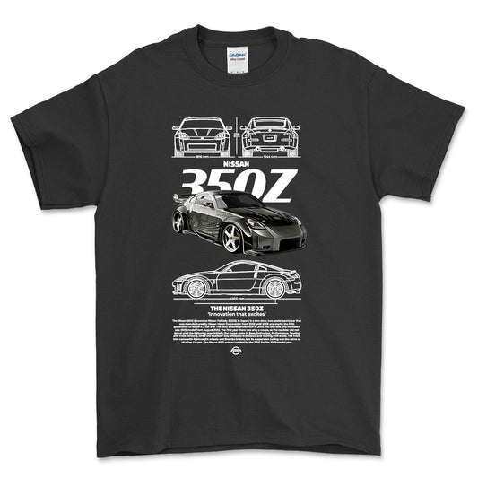 Nissan 350Z - Unisex T-Shirt , Bomuld-Beklædning-Nissan-Sort-S-Forside-Garage Culture Shop- garage - man cave - merchandise