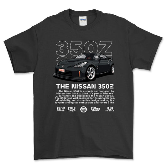 Nissan 350Z - Unisex T-Shirt , Bomuld-Beklædning-Nissan-Sort-S-Forside-Garage Culture Shop- garage - man cave - merchandise