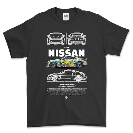 Nissan 350Z - Unisex T-Shirt , Bomuld-Beklædning-Nissan-Sort-S-Forside-Garage Culture Shop- garage - man cave - merchandise
