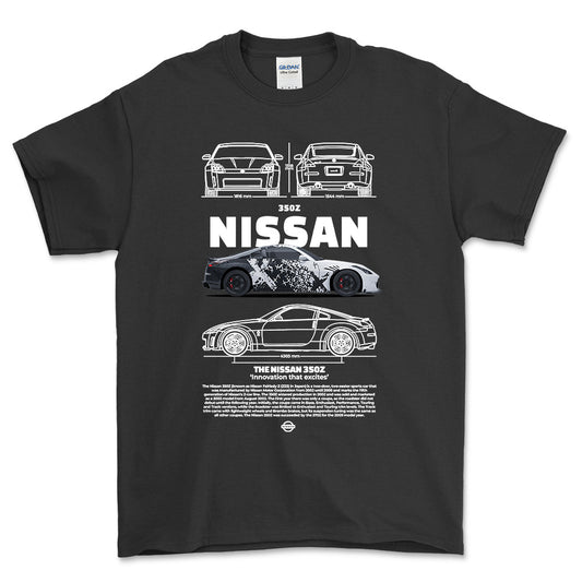 Nissan 350Z - Unisex T-Shirt , Bomuld-Beklædning-Nissan-Sort-S-Forside-Garage Culture Shop- garage - man cave - merchandise