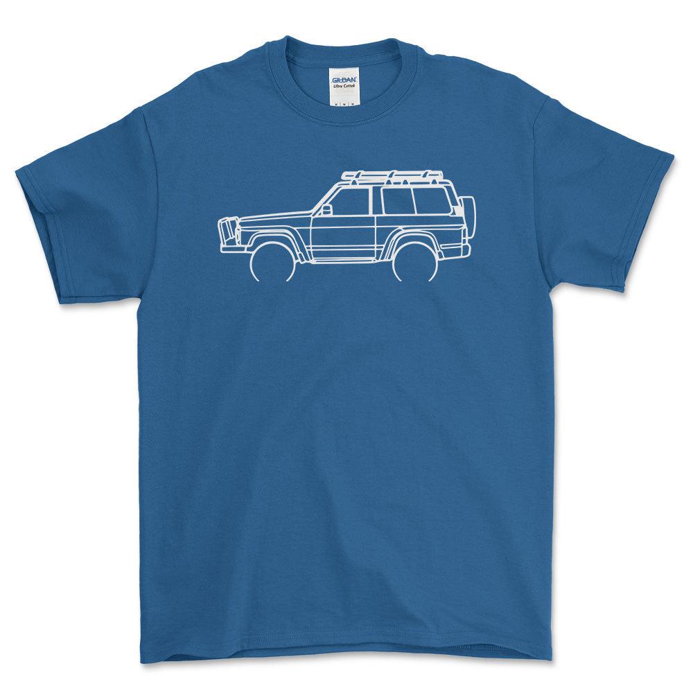 Nissan GQ Patrol Outline T-Shirt-Beklædning-Nissan-Blå Royal-S-Garage Culture Shop- garage - man cave - merchandise