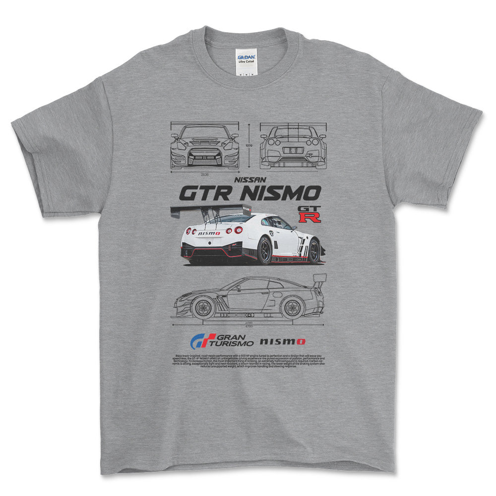 Nissan GTR Nismo - Unisex T-Shirt , Bomuld-Beklædning-Nissan-Grå Sport-S-Forside-Garage Culture Shop- garage - man cave - merchandise