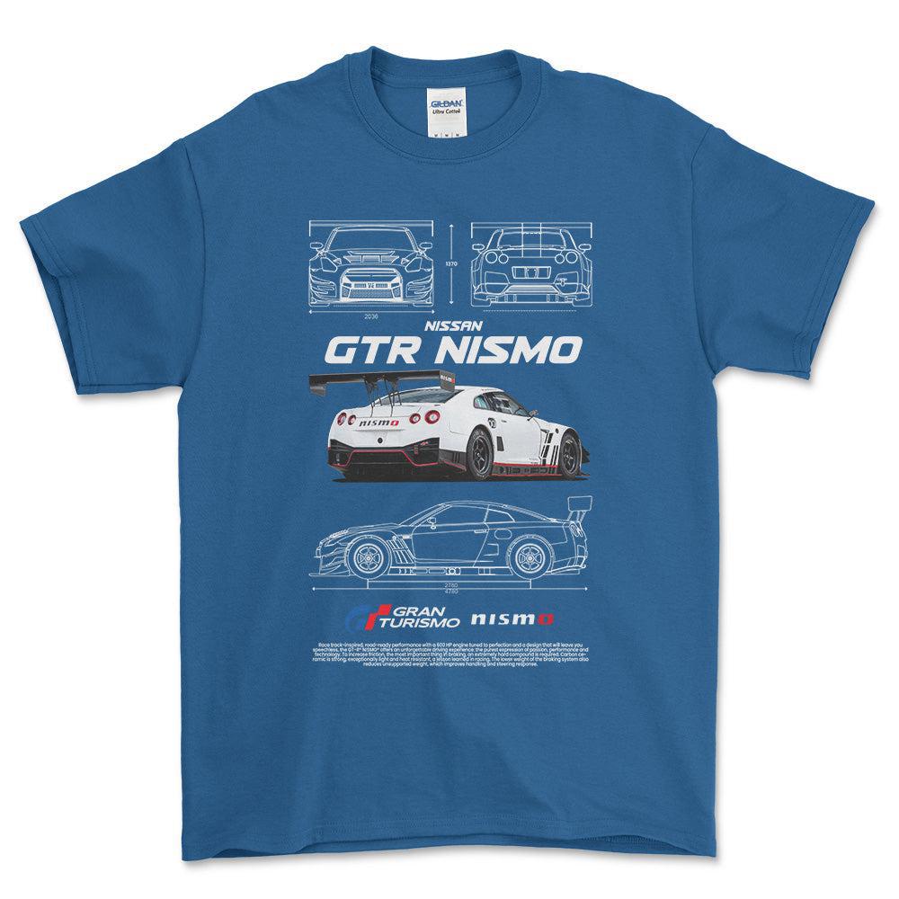 Nissan GTR Nismo - Unisex T-Shirt , Bomuld-Beklædning-Nissan-Blå Royal-S-Forside-Garage Culture Shop- garage - man cave - merchandise
