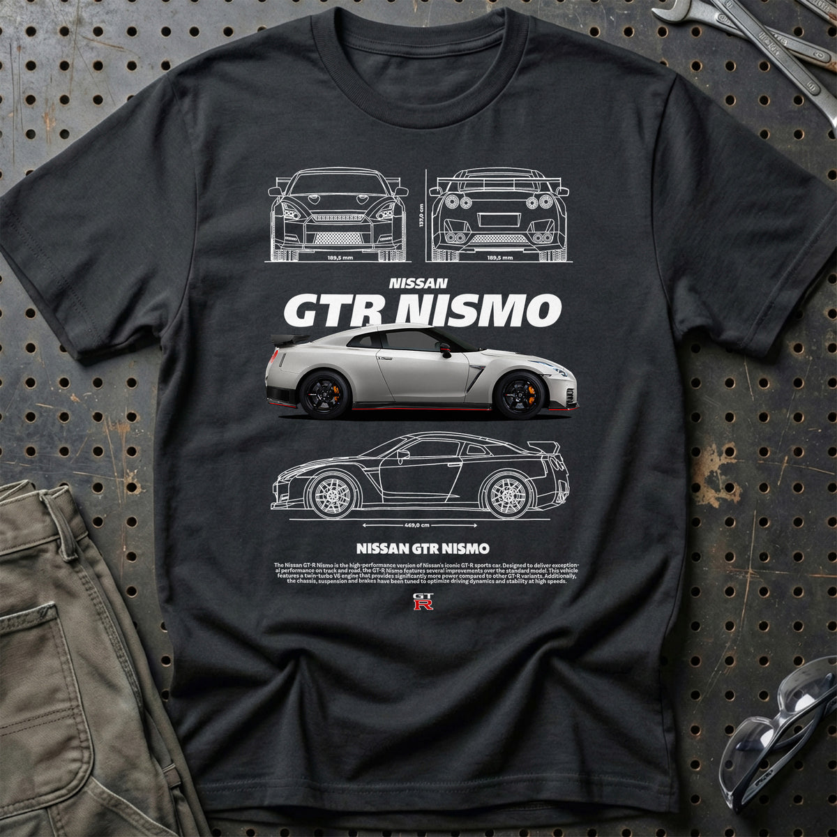 
Nissan GTR Nismo Unisex T-Shirt – Sort – print foran