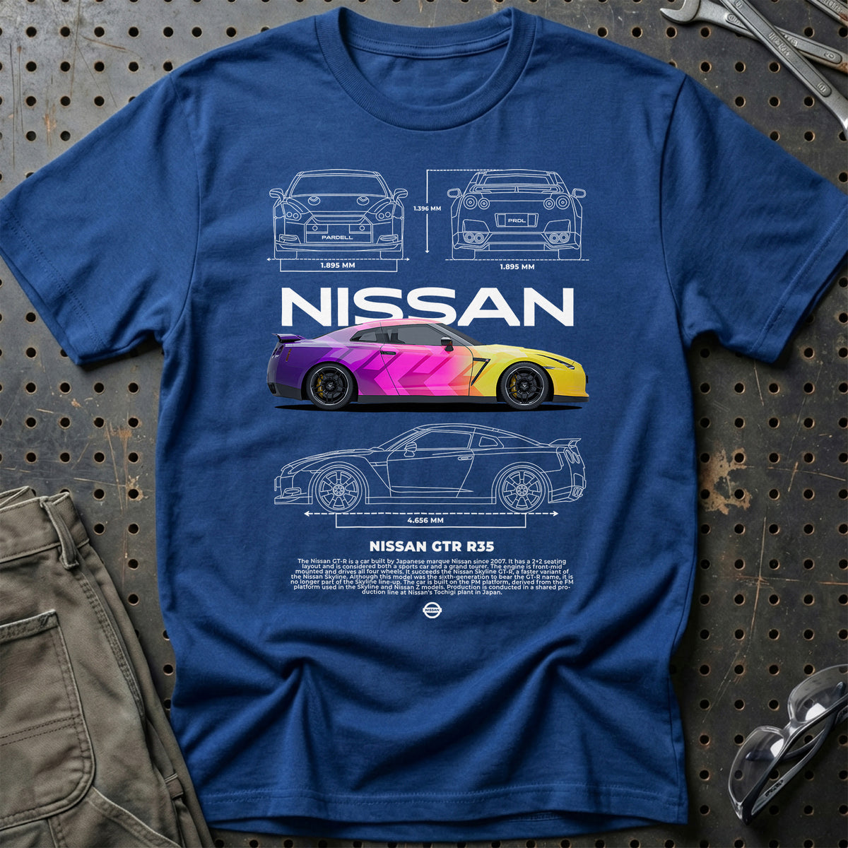 
Nissan GTR R35 T-Shirt – Blå Royal