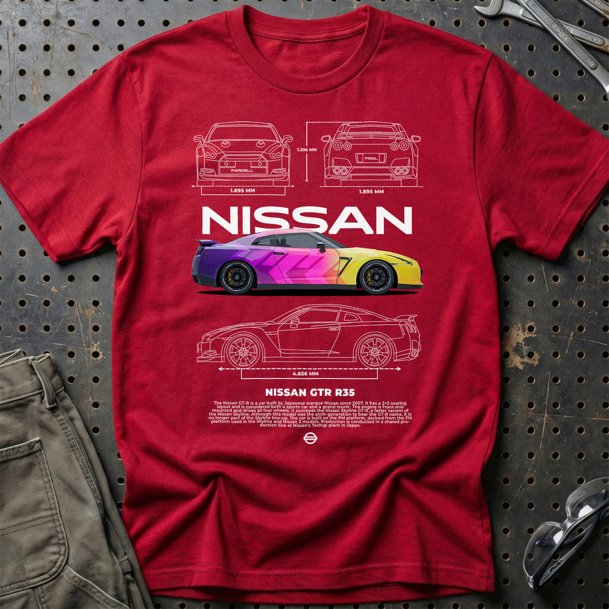 
Nissan GTR R35 T-Shirt – Rød
