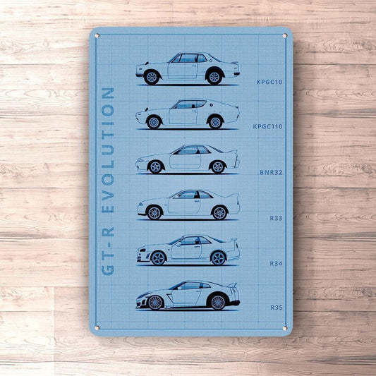 Nissan Gt-R Generation Patent Blueprint Skilte, Musemåtte, Dørmåtte-Blueprint-Nissan-Garage Culture Shop- garage - man cave - merchandise