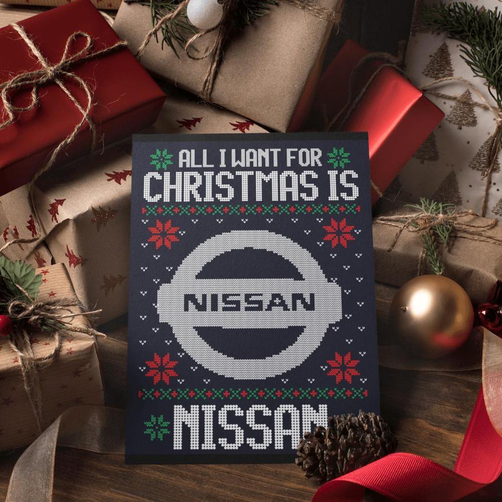 Nissan Juleskilte All I Want For Christmas Is Skilte, Musemåtte, Dørmåtte , Plakat-Skilte-Nissan-Garage Culture Shop- garage - man cave - merchandise