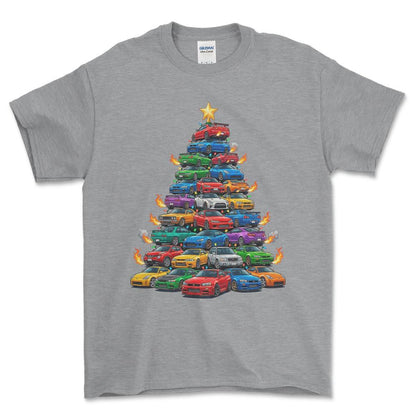 Nissan Juletræ Christmas Tree - Unisex T-Shirt-Beklædning-Nissan-Grå Sport-S-Forside-Garage Culture Shop- garage - man cave - merchandise
