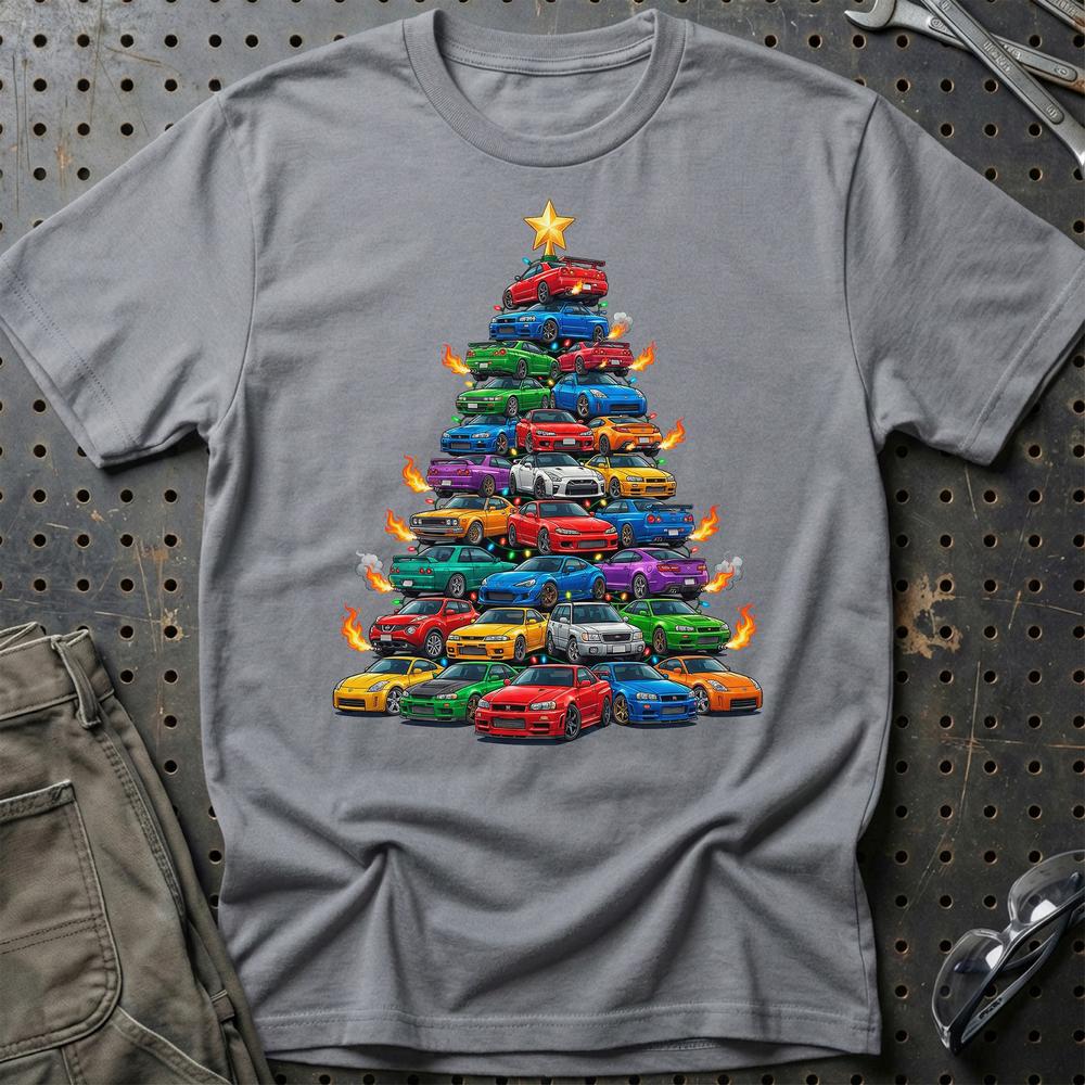 Nissan Juletræ Christmas Tree - Unisex T-Shirt-Beklædning-Nissan-Grå Sport-S-Garage Culture Shop- garage - man cave - merchandise