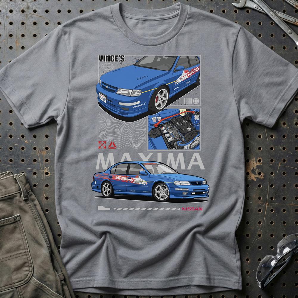 Nissan Maxima Fast And Furios Cars - Unisex T-Shirt-Beklædning-Nissan-Grå Sport-S-Garage Culture Shop- garage - man cave - merchandise