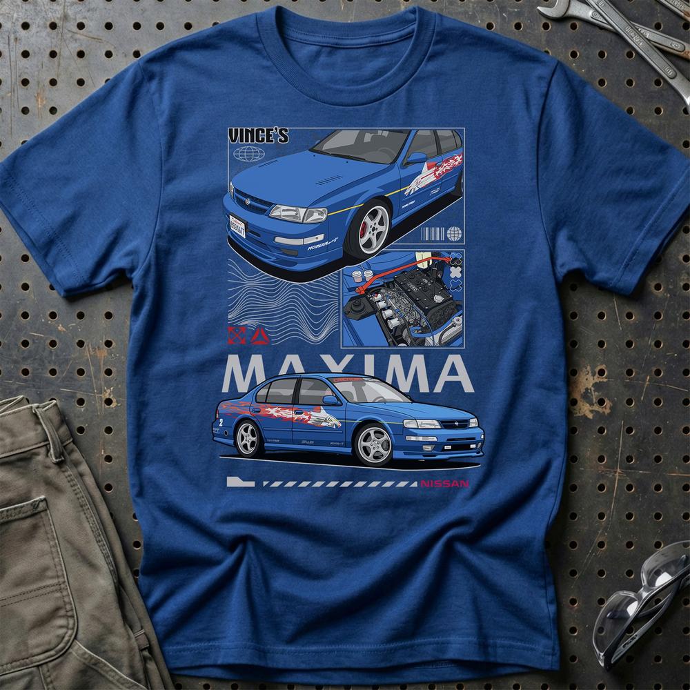 Nissan Maxima Fast And Furios Cars - Unisex T-Shirt-Beklædning-Nissan-Blå Royal-S-Garage Culture Shop- garage - man cave - merchandise