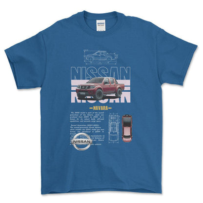 Nissan Navara - Unisex T-Shirt , Bomuld-Beklædning-Nissan-Blå Royal-S-Forside-Garage Culture Shop- garage - man cave - merchandise