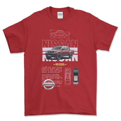 Nissan Navara - Unisex T-Shirt , Bomuld-Beklædning-Nissan-Rød-S-Forside-Garage Culture Shop- garage - man cave - merchandise