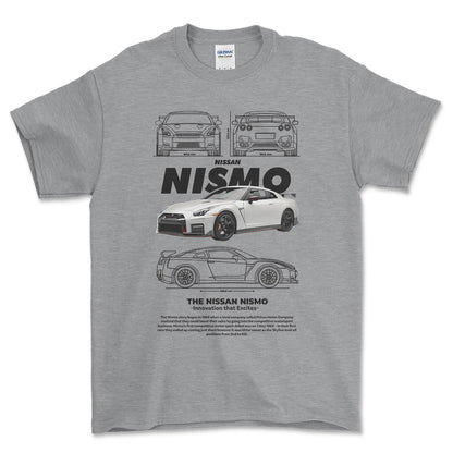 Nissan Nismo - Unisex T-Shirt , Bomuld-Beklædning-Nissan-Grå Sport-S-Forside-Garage Culture Shop- garage - man cave - merchandise