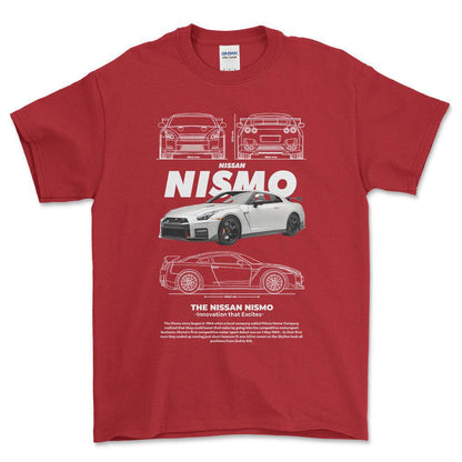 Nissan Nismo - Unisex T-Shirt , Bomuld-Beklædning-Nissan-Rød-S-Forside-Garage Culture Shop- garage - man cave - merchandise