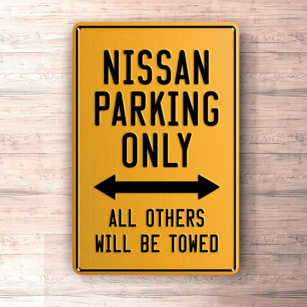 Nissan Parking Only Skilte, Musemåtte, Dørmåtte-Parking skilte-Nissan-Garage Culture Shop- garage - man cave - merchandise