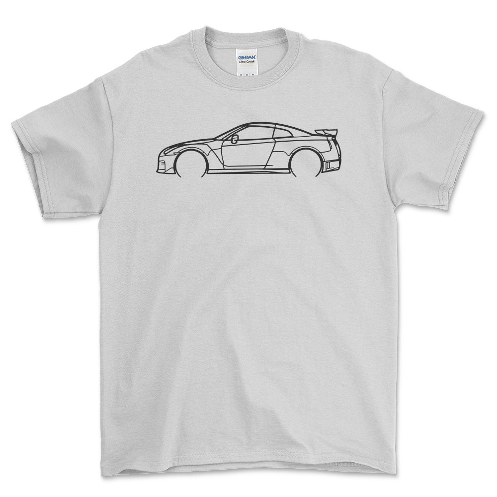 Nissan R35 GTR Outline - Unisex T-Shirt-Beklædning-Nissan-Hvid-S-Forside-Garage Culture Shop- garage - man cave - merchandise